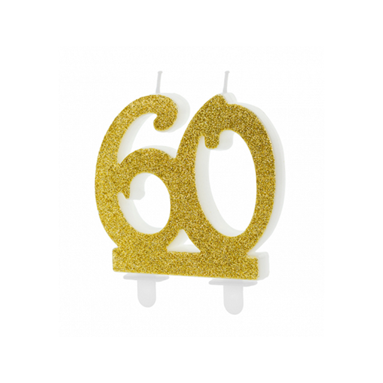 Geburtstagskerze Zahl 60 Gold Glitter 7,5cm