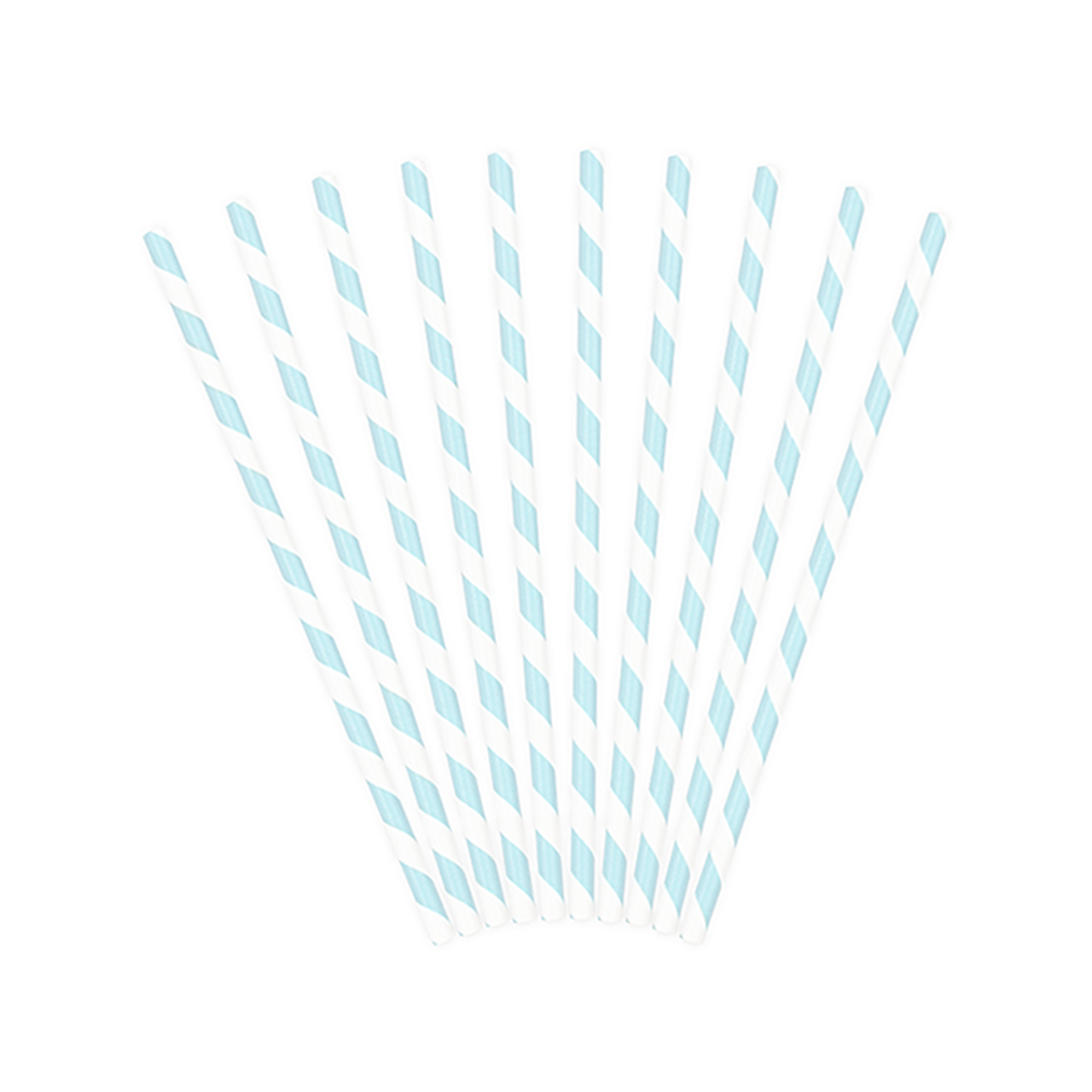 Papierstrohhalme Hellblau Gestreift 19,5cm 10 Stück