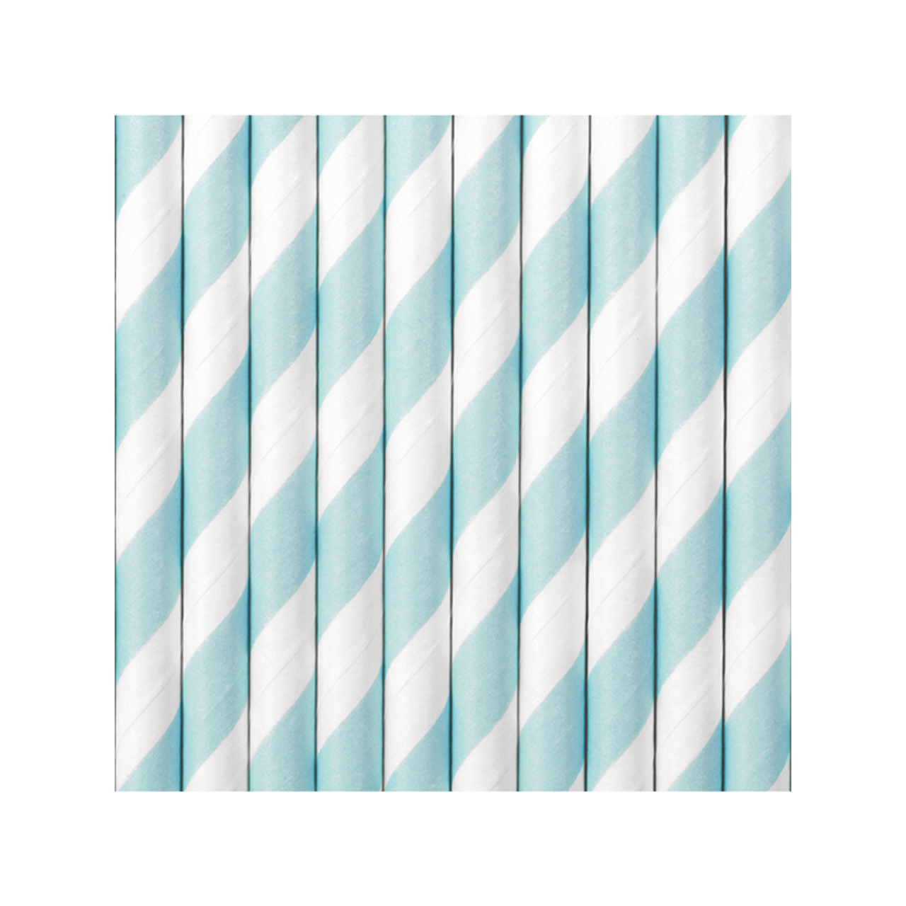 Papierstrohhalme Hellblau Gestreift 19,5cm 10 Stück