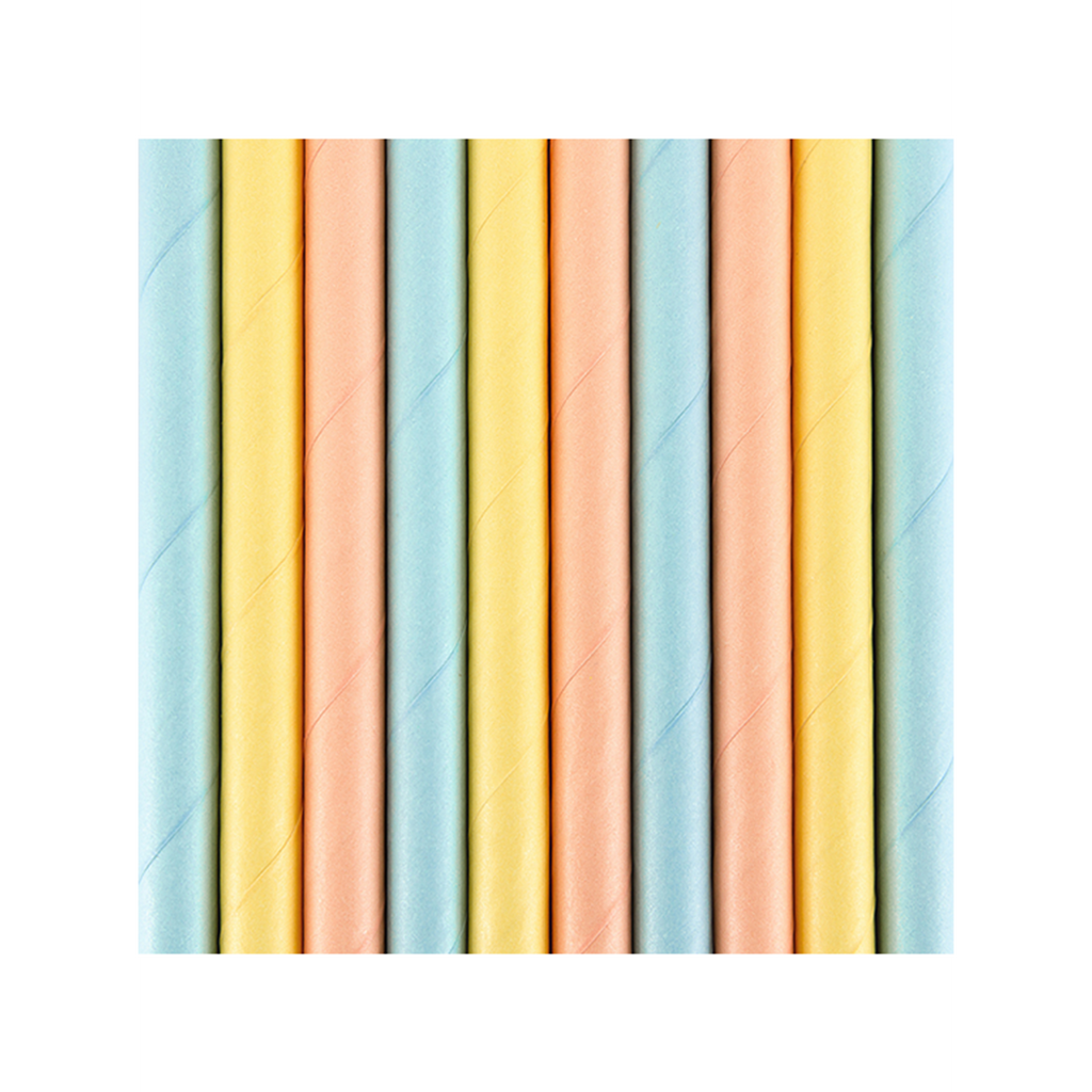 Papierstrohhalme Bunt Pastell 19,5cm 10 Stück