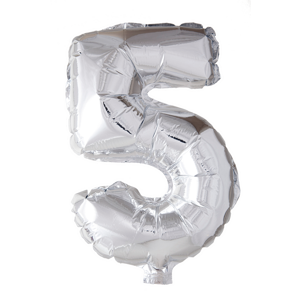 Mini Folienballon Zahl 5 Silber