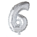 Mini Folienballon Zahl 6 Silber