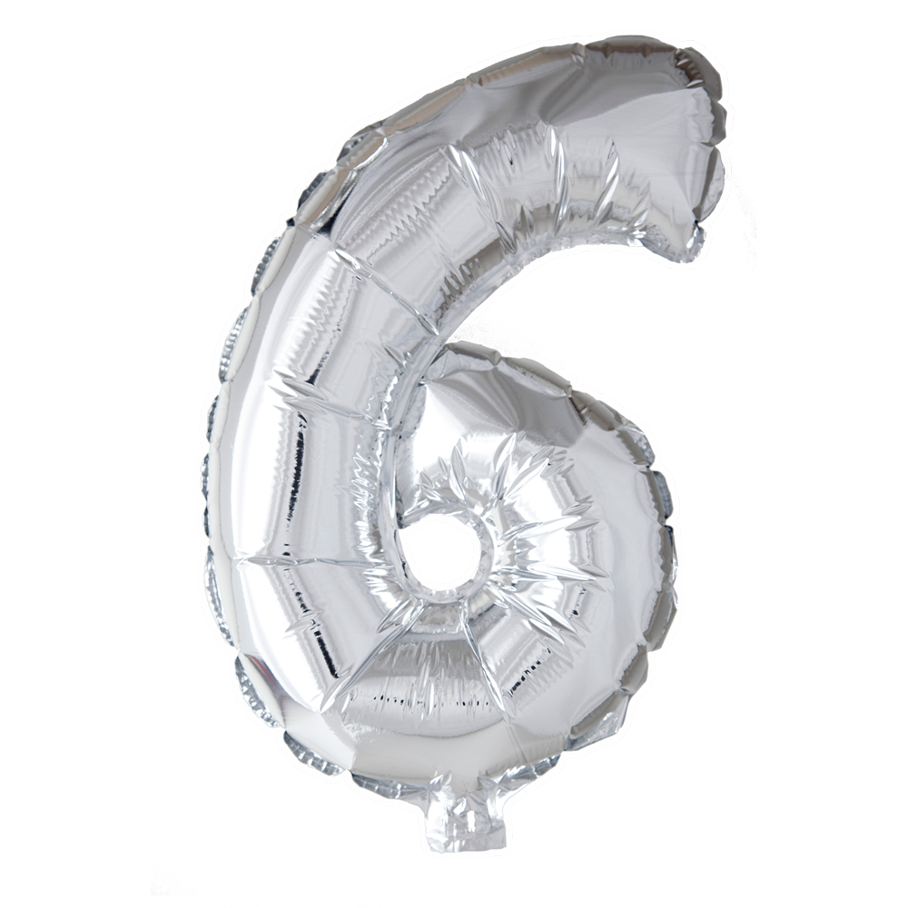 Mini Folienballon Zahl 6 Silber