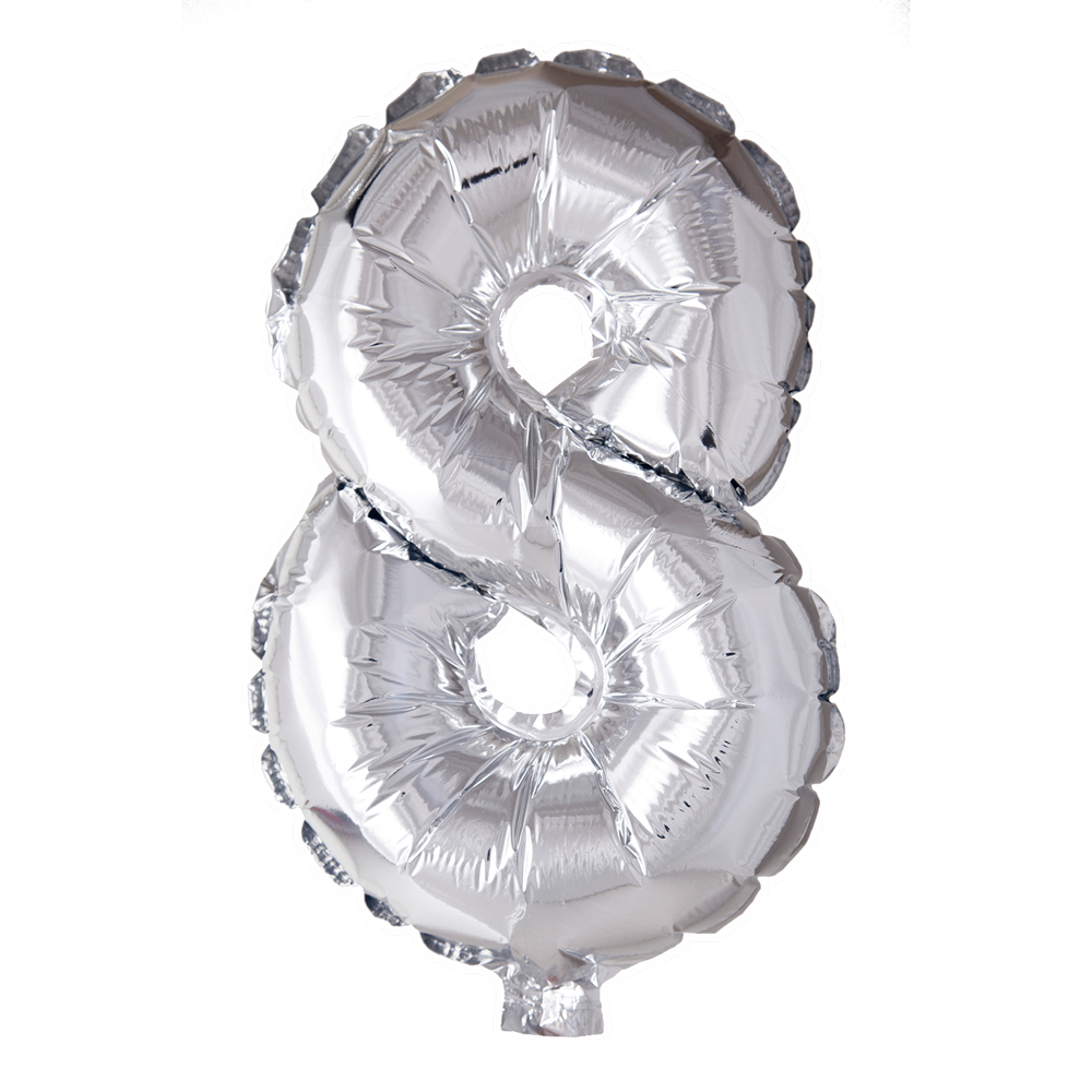 Mini Folienballon Zahl 8 Silber