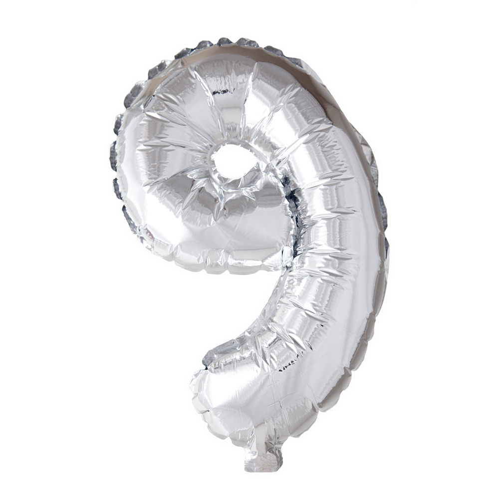 Mini Folienballon Zahl 9 Silber