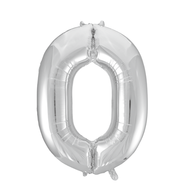 Folienballon Zahl 0 Silber