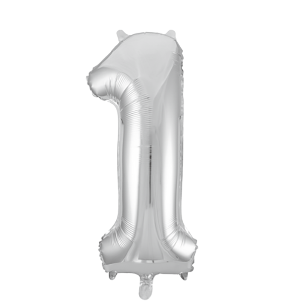 Folienballon Zahl 1 Silber