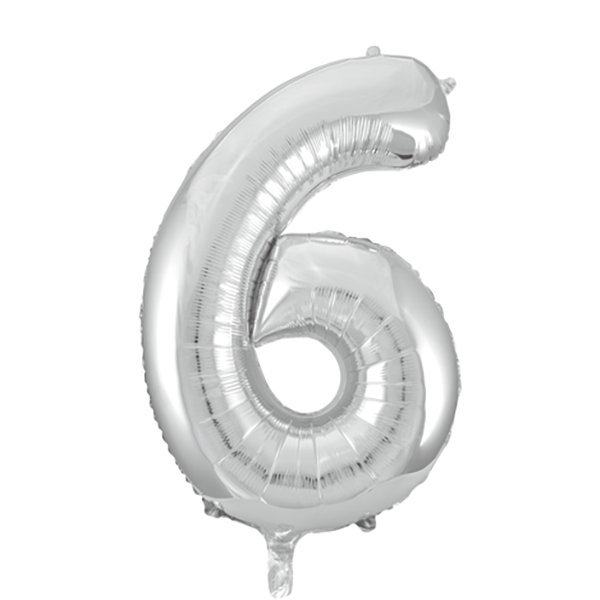 Folienballon Zahl 6 Silber