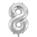 Folienballon Zahl 8 Silber