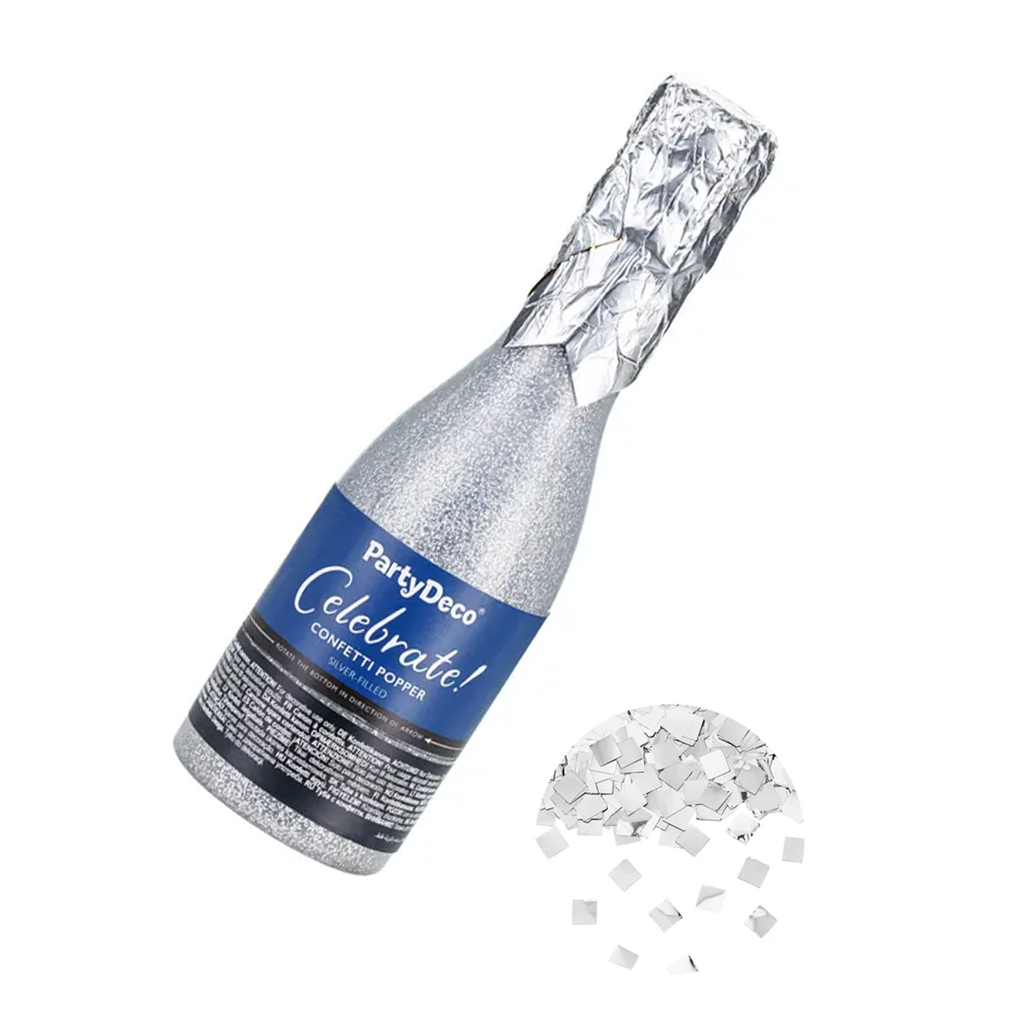 Konfetti Popper "Celebrate!" Silber 20,5cm