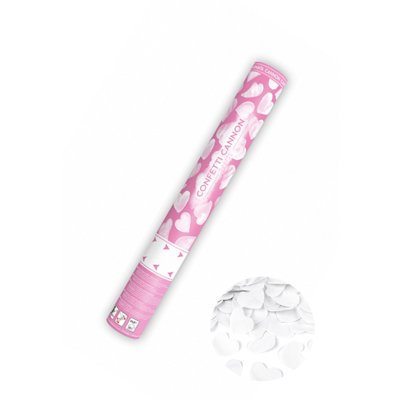 Konfettikanone Hearts Weiß 60cm