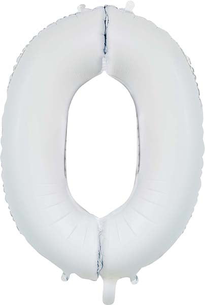 Folienballon Zahl 0 Satin Weiß