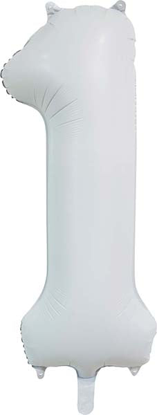 Folienballon Zahl 1 Satin Weiß