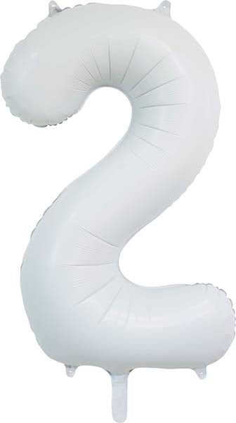 Folienballon Zahl 2 Satin Weiß