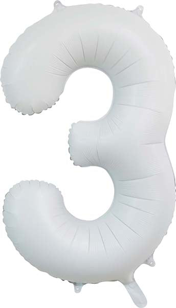 Folienballon Zahl 3 Satin Weiß