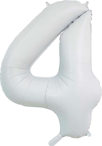 Folienballon Zahl 4 Satin Weiß