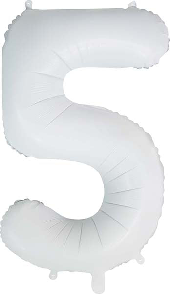 Folienballon Zahl 5 Satin Weiß