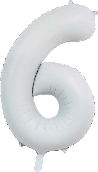 Folienballon Zahl 6 Satin Weiß