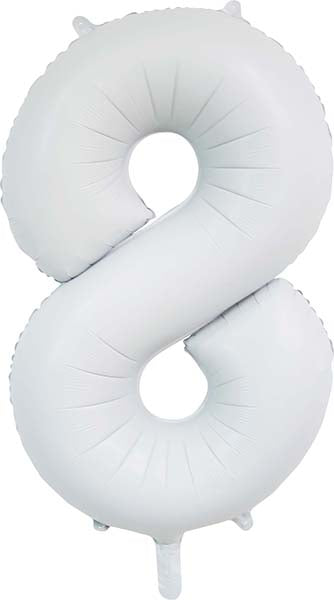 Folienballon Zahl 8 Satin Weiß