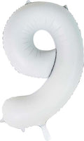 Folienballon Zahl 9 Satin Weiß