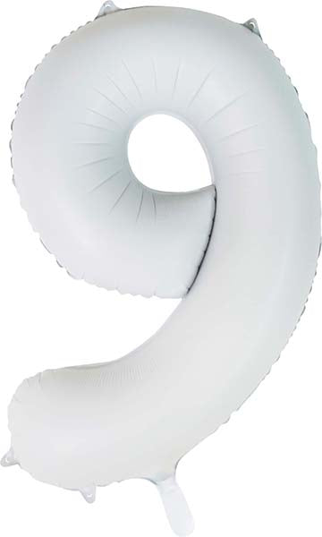 Folienballon Zahl 9 Satin Weiß